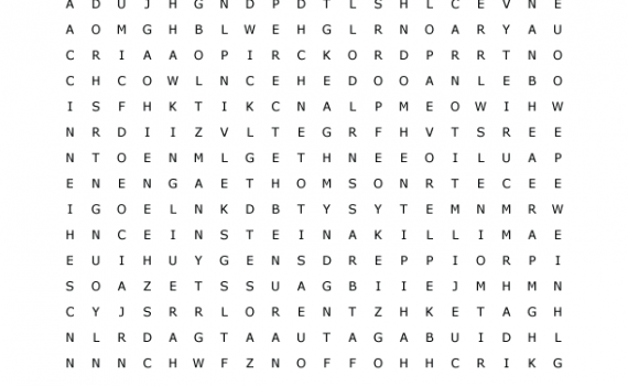 Famous Physicists Wordsearch puzzle.