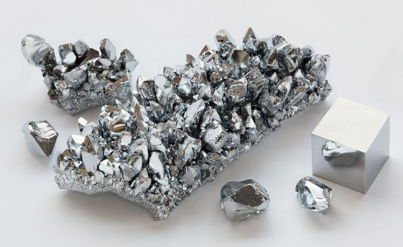 These are samples of pure chromium metal and chromium crystals. (Alchemist-hp)