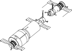 Salyut 1 and Soyuz docking craft