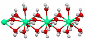 When dissolved in water, calcium chloride hexahydrate forms six-sided crystals. (Smokefoot)