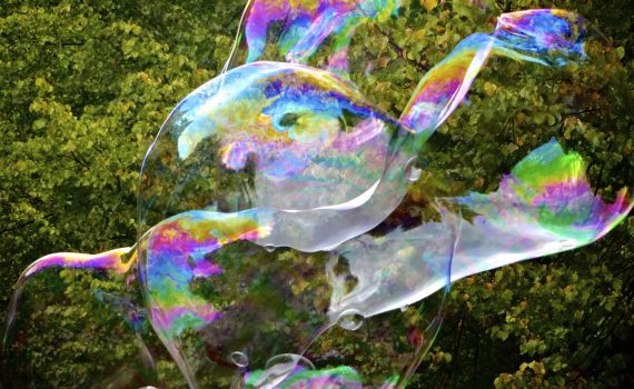 Make giant bubbles using a special bubble recipe and a larger bubble wand.